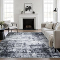 Area Rug Living Room: 5x5 Modern Washable Soft Carpet Dark Black | by FXRHLP