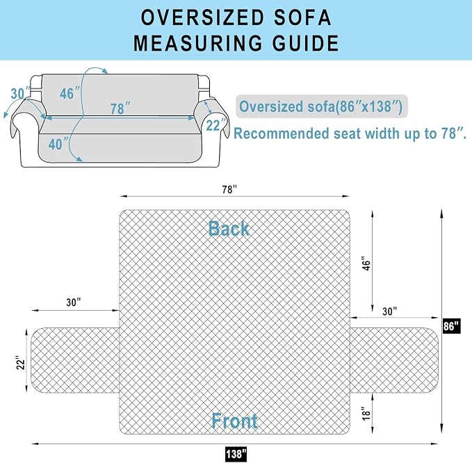 Reversible Oversized Sofa Covers, XL Sofa, Camel/Beige | Couch Cover Furniture - Image 7