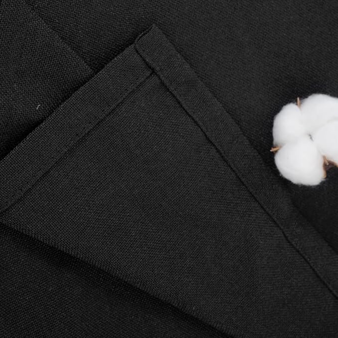 YoungsTex Black Linen Semi Sheer Curtains 42 x 63 Inch Length 2 Panels | Light - Image 8