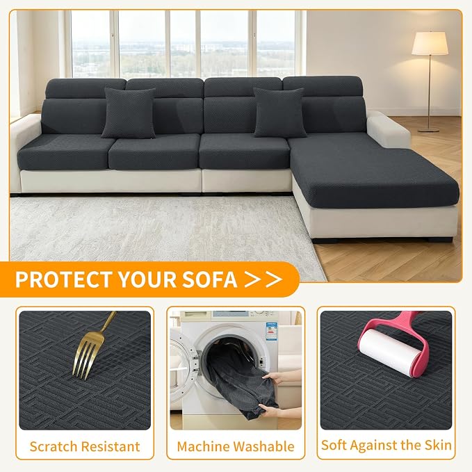 XINEAGE Couch Cushion Covers, Loveseat Seat Slipcovers - Image 6