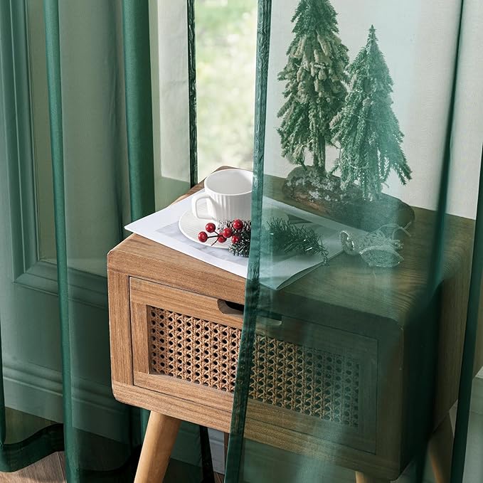 MIULEE Hunter Green Sheer Curtains 54 X 108 Inches, 2 Panels | Solid Color - Image 5