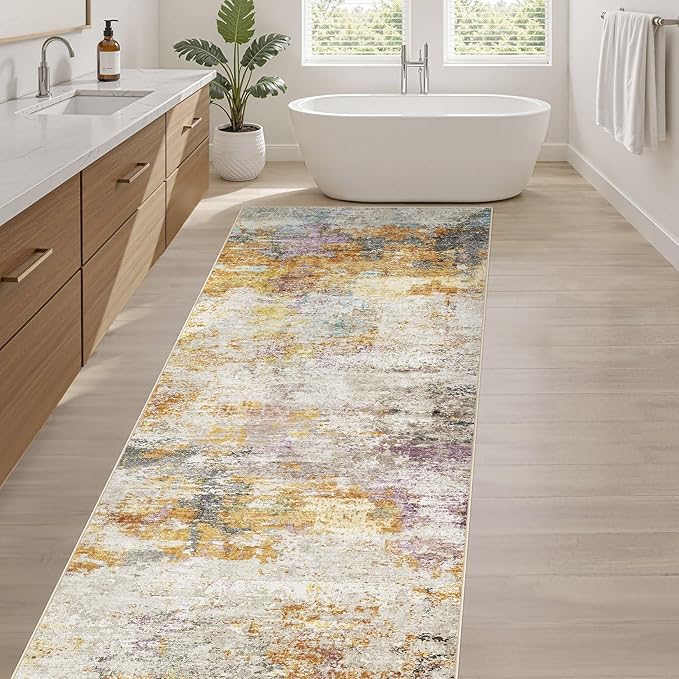 LOONGRUG Runner Rug 2x6 Washable Non-Slip Kitchen Neutral Modern Rug | Abstract - Image 5