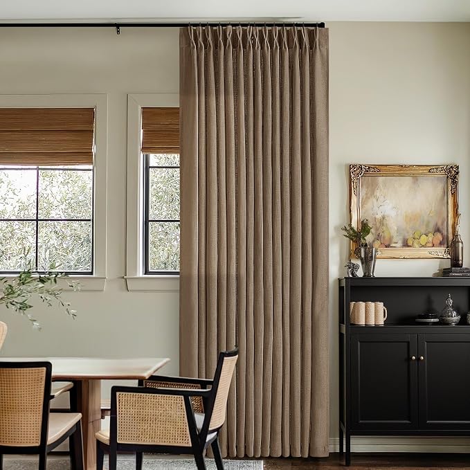 86 Inch Pinch Pleat Linen Memory Training Curtains Dutch Cocoa 2 Panels | Light - Image 6