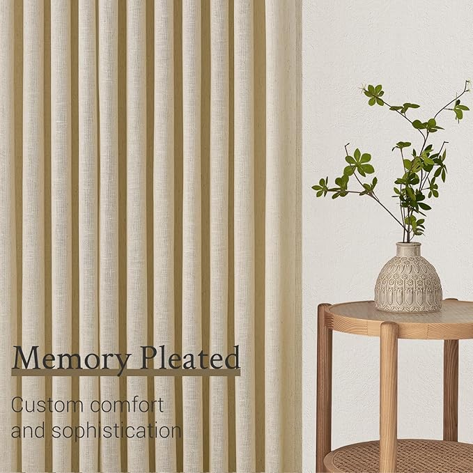 Topfinel Natural Linen Pinch Pleated Curtains 84 Inch Length 2 Panels - Image 4