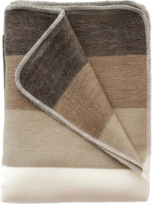 LATITUDE ZERO, Alpaca Wool Throw Blanket | Warm, Ultra-Soft, Breathable, Non-Itchy Blanket-Throw | Hypoallergenic and Beautiful Fabric (Brown)