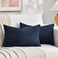 Fancy Homi 2 Packs Navy Blue Lumbar Decorative Throw Pillow Covers 12x20 Inch by Fancy+Homi