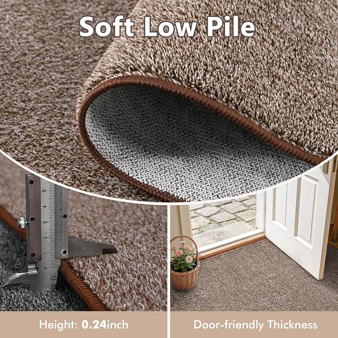 5x7 Coffee/White Area Rug Washable Non-Slip Soft - Image 5