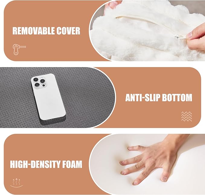 Hobestluk Rectangle Ottoman Memory Foam Footrest for Couch with Removable Cover Large Floor Seating for Adults Ottoman Coffee Table for Living Room, Bedroom or Office (Strip White, Footrest)