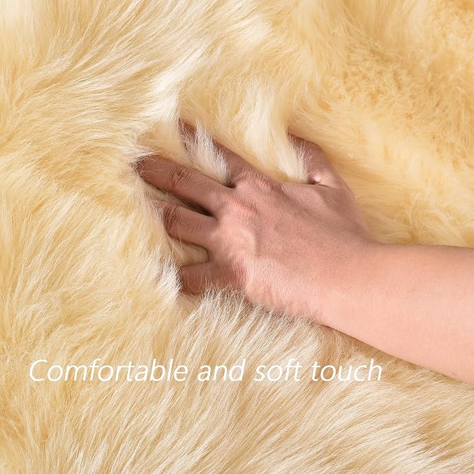Latepis Yellow Area Rug for Living Room 6x9 Faux Fur Fluffy Rug Washable - Image 4