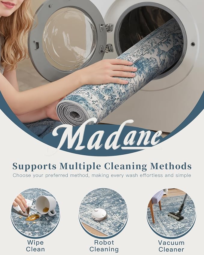 Madane 8x10 Area Rugs for Living Room, Machine Washable Vintage Rug - Image 8
