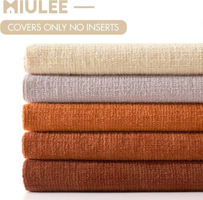 MIULEE Beige Chenille Couch Throw Pillow Covers, 20x20 | Set of 2, Soft Neutral - Image 6