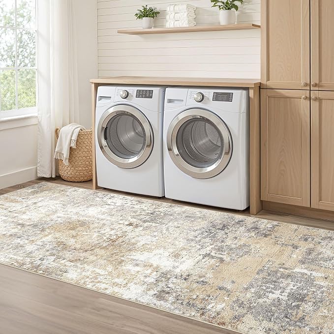 LOONGRUG Runner Rug 2x8 Washable Non-Slip Kitchen Neutral Modern Rug | Abstract - Image 7