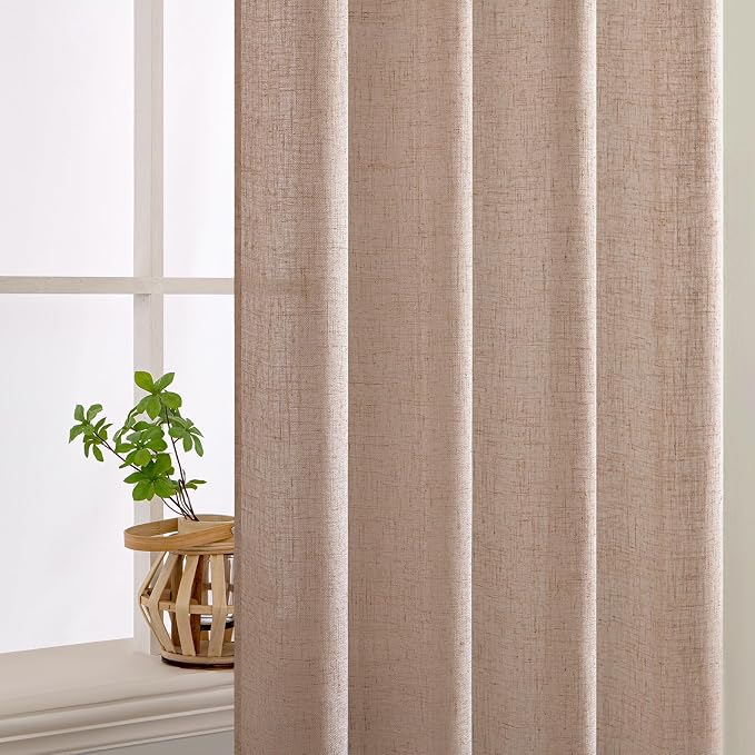 MIULEE Natural Beige Linen Curtains 52x72 Inch Long - Image 5