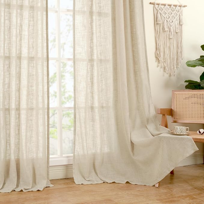 60 Inch Semi Sheer Linen Curtains - Image 9