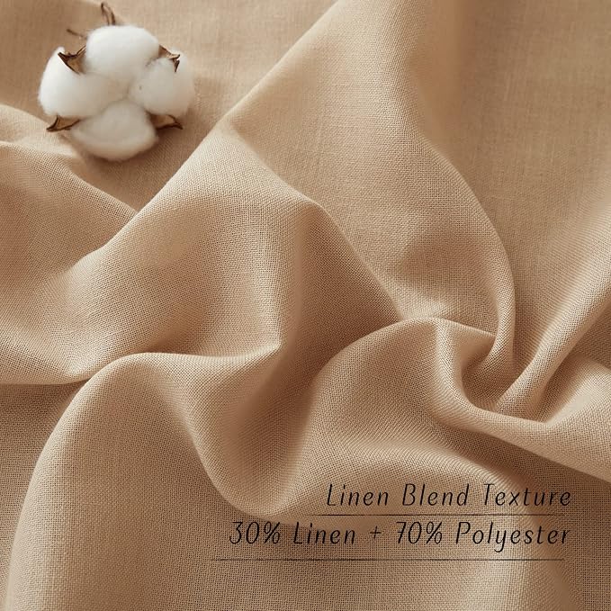 NICETOWN Taupe Linen Curtains for Bedroom, Thick Flax Privacy Added Light - Image 4