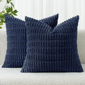 MIULEE Corduroy Decorative Throw Pillow Covers 16x16 Navy Blue Pack of 2 | Soft by MIULEE