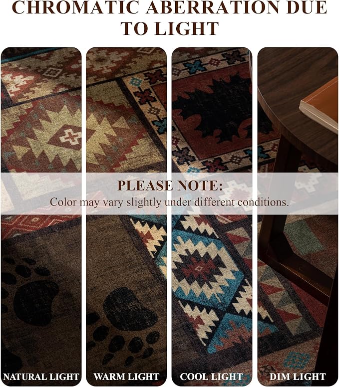 Rustic Cabin Area Rug 5x7, Machine Washable Lodge Bear Rug, Non-Slip Low Pile - Image 4