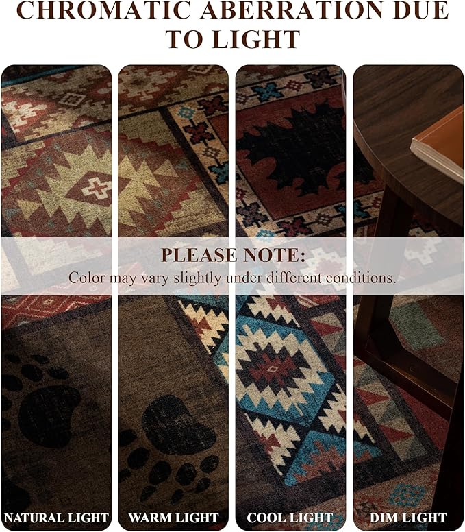 YIHOUSE Rustic Cabin Area Rug 6x9, Machine Washable Lodge Bear Rug, Non-Slip - Image 4