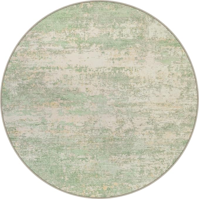 Round Area Rug Living Room: 5 ft Modern Washable Indoor Carpet | by FXRHLP