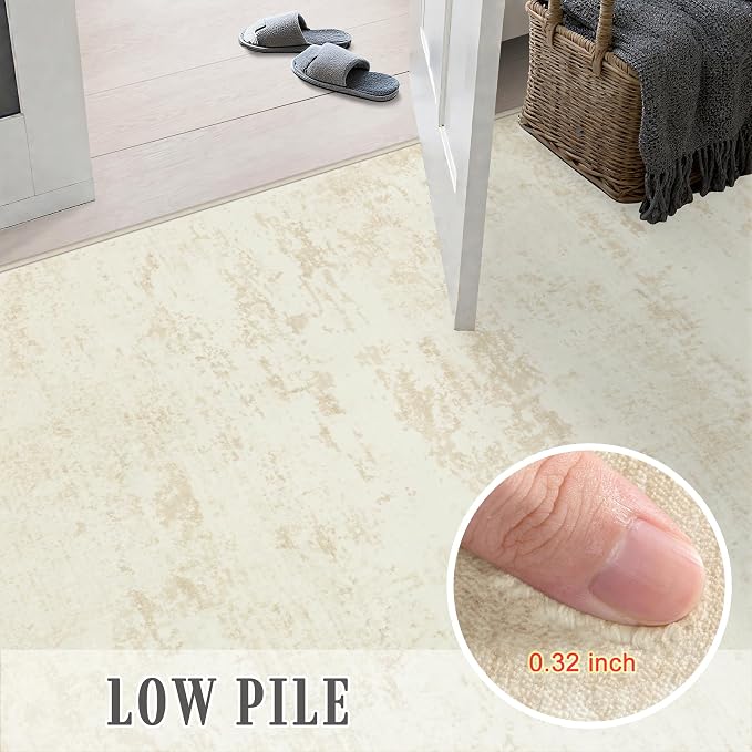 Area Rug Living Room: 4x4 Modern Washable Indoor Soft Carpet Beige | - Image 9