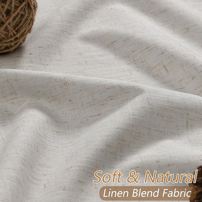 Guken Extra Long Light Beige 100% Blackout Curtains 144 Inch Length 2 Panels - Image 3