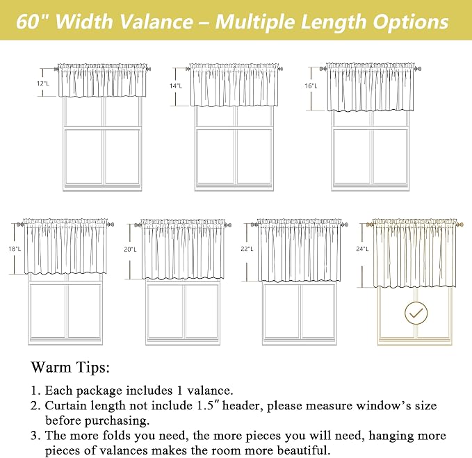 Sage Green Valances for Windows, Light Filtering Faux Linen Textured Small - Image 3