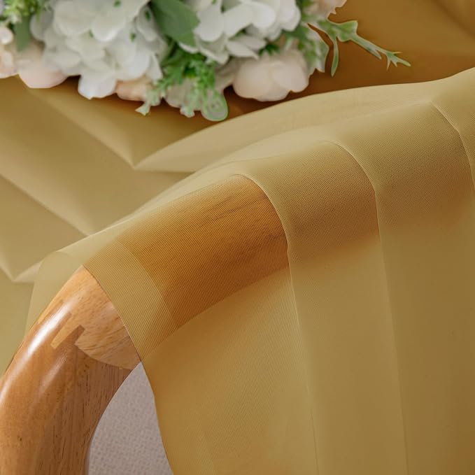 Gold Sheer Curtains 90 Inches Long 2 Panels - Image 5