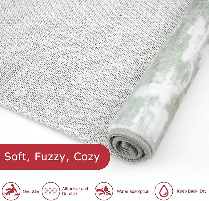 KOZYFLY Modern Abstract Runner Rugs 2x6 Light Green Yellow Machine Washable - Image 5