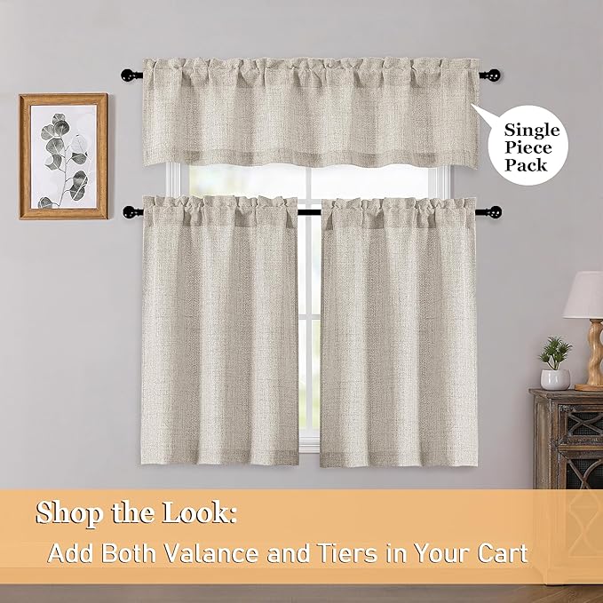 OWENIE Linen Valances for Windows 1 Pcs, Light Filtering Textured Farmhouse - Image 6