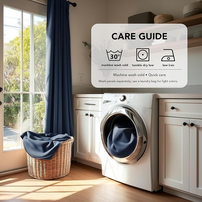 Deconovo Blackout Curtains, Thermal Insulated, W70 x L108 2 Panels, Back Tab - Image 8