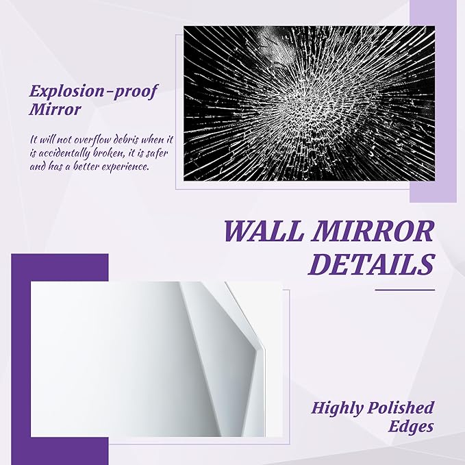 Bathroom Mirror for Wall, 20" x 30" Arched Mirror, Bathroom Vanity Mirrors, Beveled Edge Frameless Wall Mount Vanity Mirror, Wall Mirror Decorative, Irregular Beveled Edge Mirror