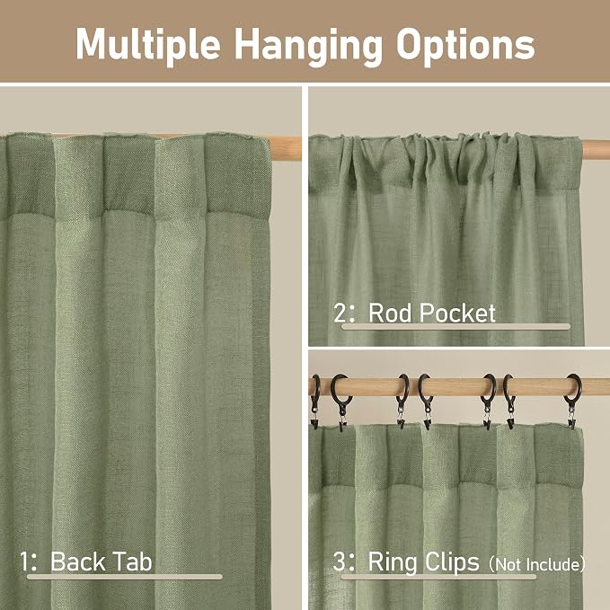 Semi Sheer Linen Curtains 36 Inch Length - Image 3