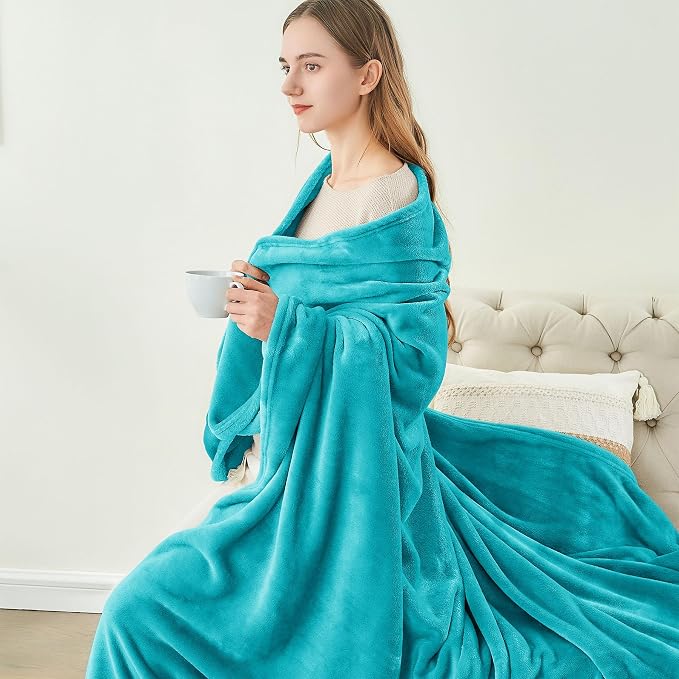 BEDELITE Fleece Blankets Twin Size Teal Throw Blankets - Image 4