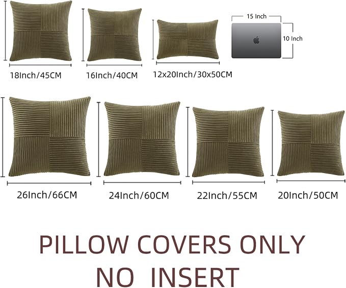 Fancy Homi 2 Packs Olive Green Euro Decorative Throw Pillow Covers 28x28 Inch - Image 8