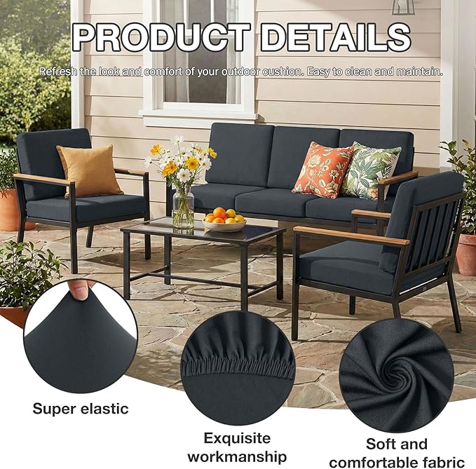 hyha 12Pcs Patio Cushion Covers, Stretch Outdoor Couch Cushion Covers, Washable - Image 3