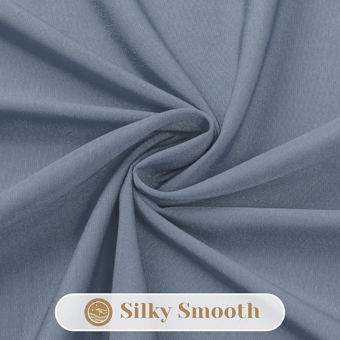HOMEIDEAS Non-See-Through Stone Blue Privacy Sheer Curtains, 52 X 63 Inches - Image 7