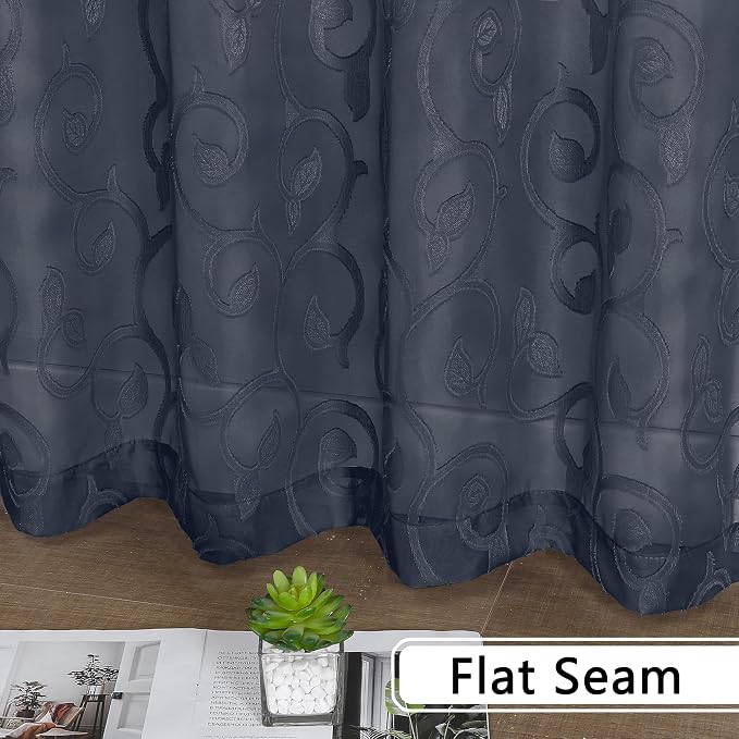 Furman Navy Blue Semi Sheer Curtains 72 inches Long - Image 7