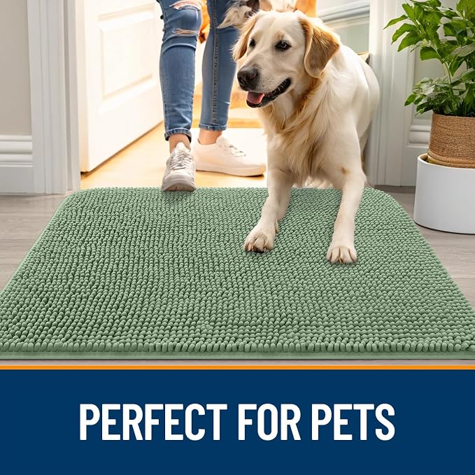 OLANLY Dog Door Mat for Muddy Paws 36x24, Super Absorbent Chenille Mud Mat | - Image 6