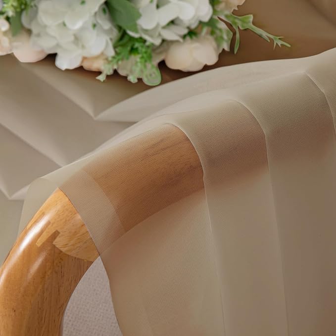 Chyhomenyc Taupe Sheer Curtains 45 Inch Long 2 Panels, Light Filtering Rod - Image 3