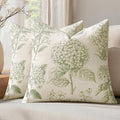 Set of 2 Decorative Floral Pillow Covers 22x22 Inch Sage Green | Neutral by SWANCOCO