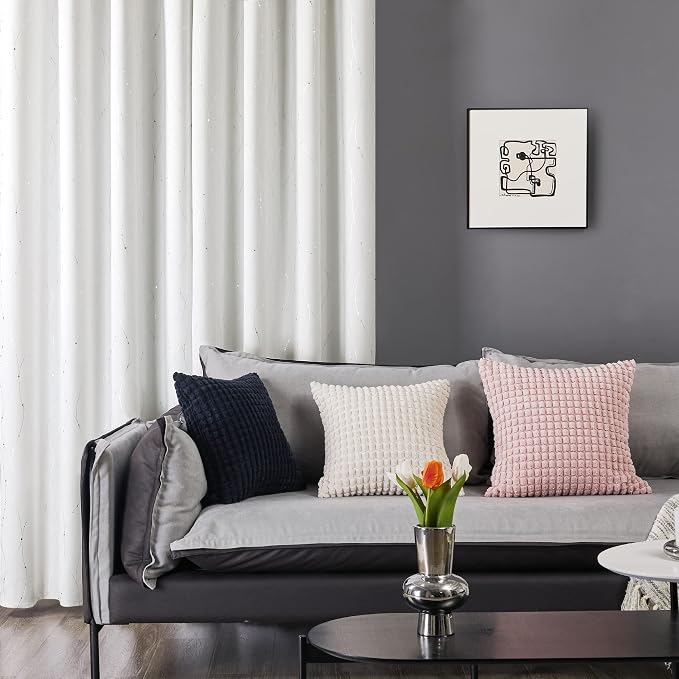 Deconovo Room Darkening Curtains, Pure White Curtain, Thermal Insulated Noise - Image 3
