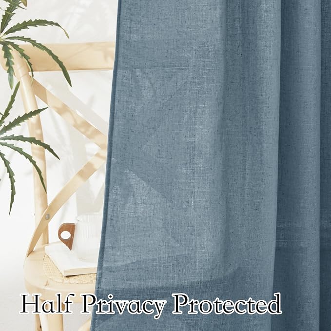 RYB HOME Sheer Curtains 108 inches, Extra Long Floor to Ceiling Curtains | - Image 4