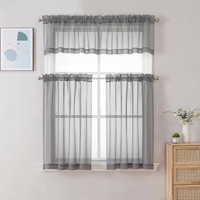 Chyhomenyc Sheer Charcoal Grey Valances - Image 2