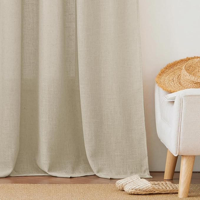 RYB HOME Semi Sheer Curtains 84 inches Long Linen Textured Blend Light Glare - Image 6