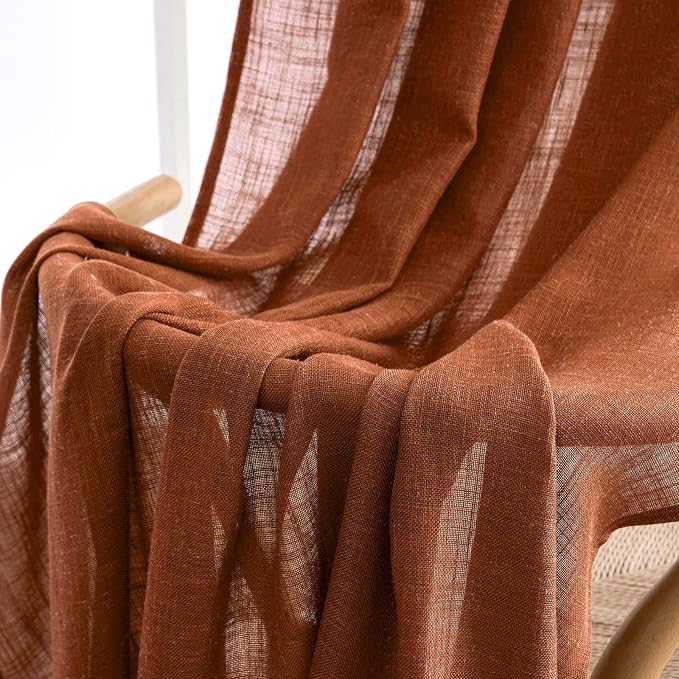MIULEE Burnt Orange Linen Curtains 96 Inch Long - Image 6