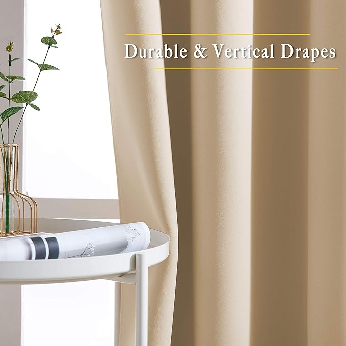 NICETOWN Biscotti Beige Curtains 96 inches Long, Grommet Thermal Insulated - Image 5