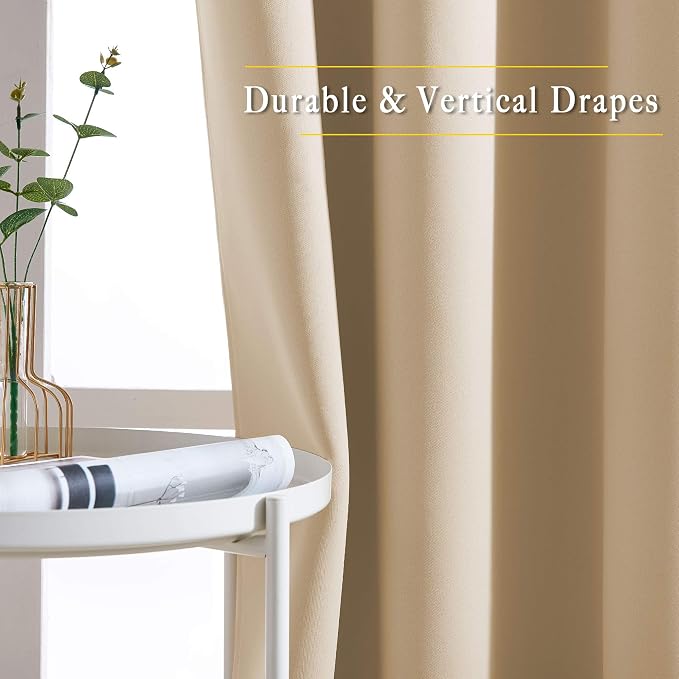 NICETOWN Beige Room Darkening Curtains Blackout 30 inch Curtains - Image 5