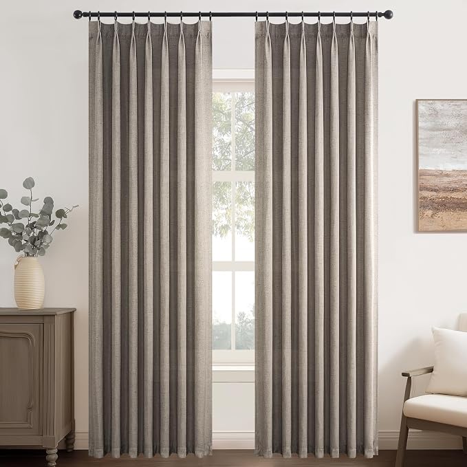 Topfinel 102 Inch Curtains 2 Panels Set, Two Packs Pinch Pleat Back Tab Linen - Image 9