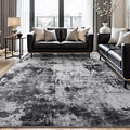Rugflix 10x14 Area Rugs for Living Room, Washable Black Grey Dark Large Rug | by RugflixAreaRugs