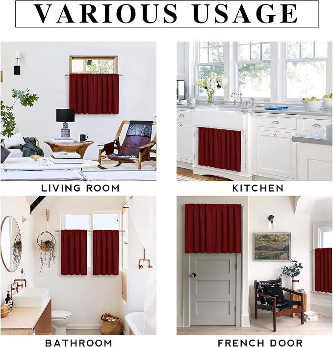 RYB HOME Blackout Cafe Curtains 30 inch Length, Short Light UV Heat Blocking - Image 7